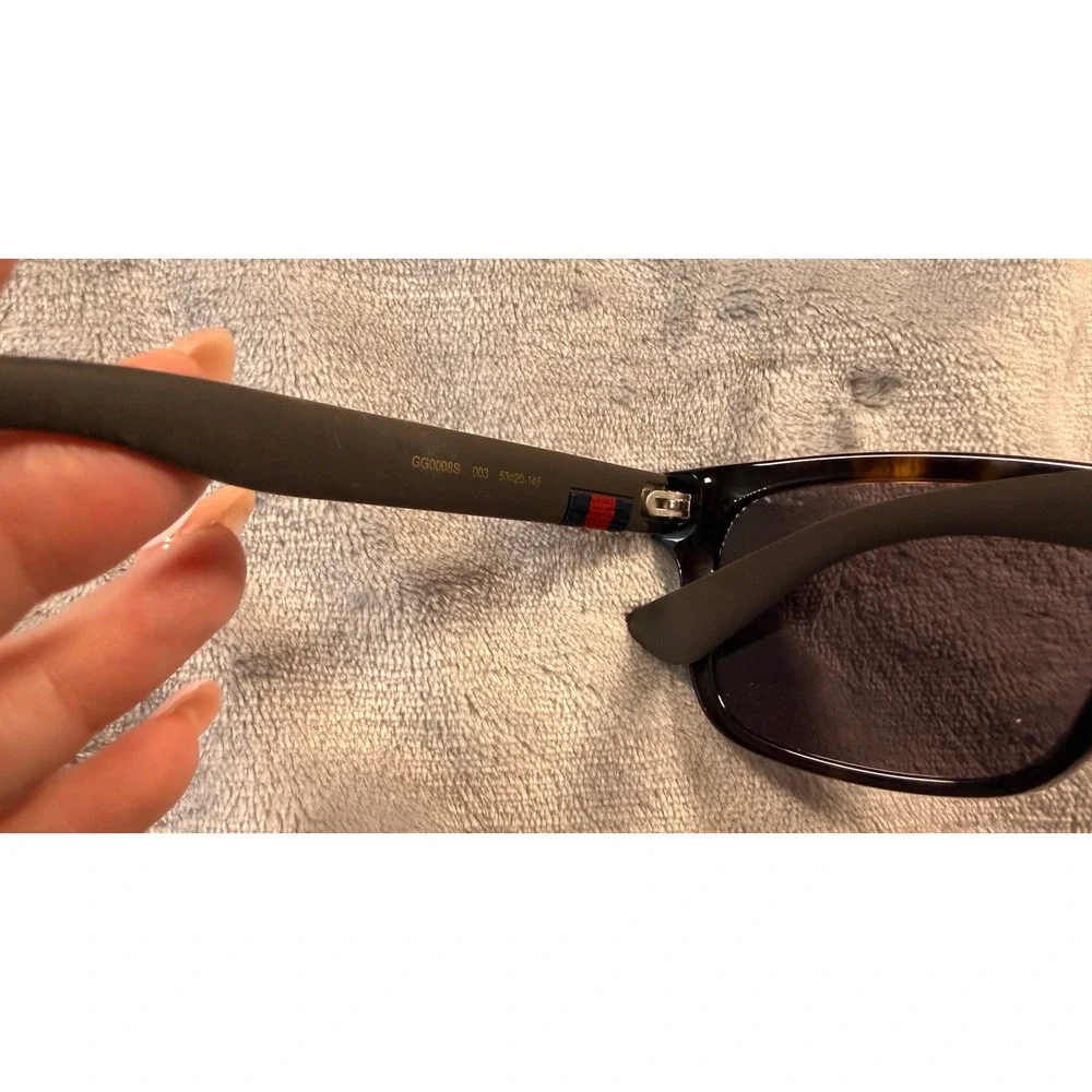 Gucci Tortoise Square‎ Sunglasses Matte Arms Web Stripe Logo Italy Unisex